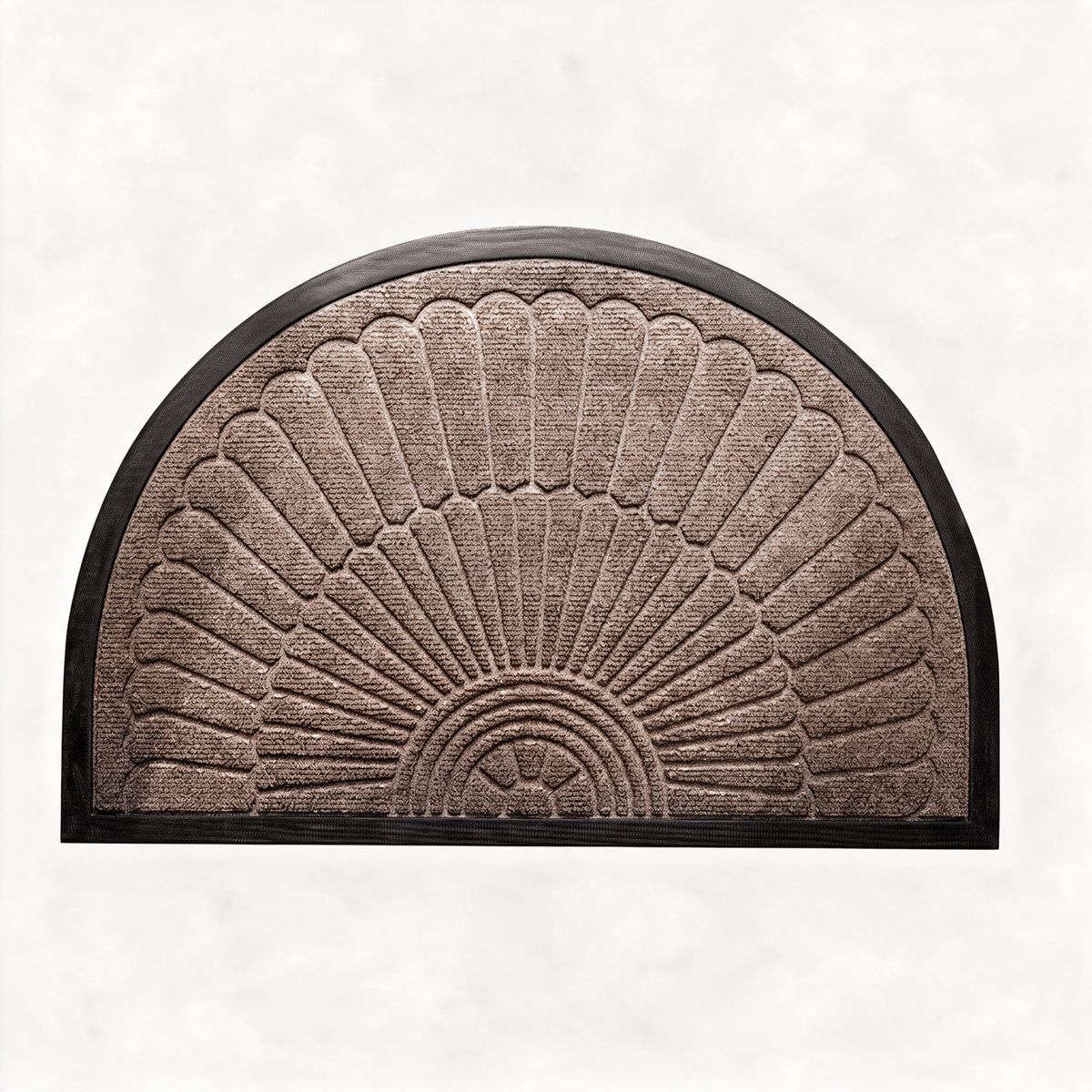Lucena semicircular mat in beige brown on a white background
