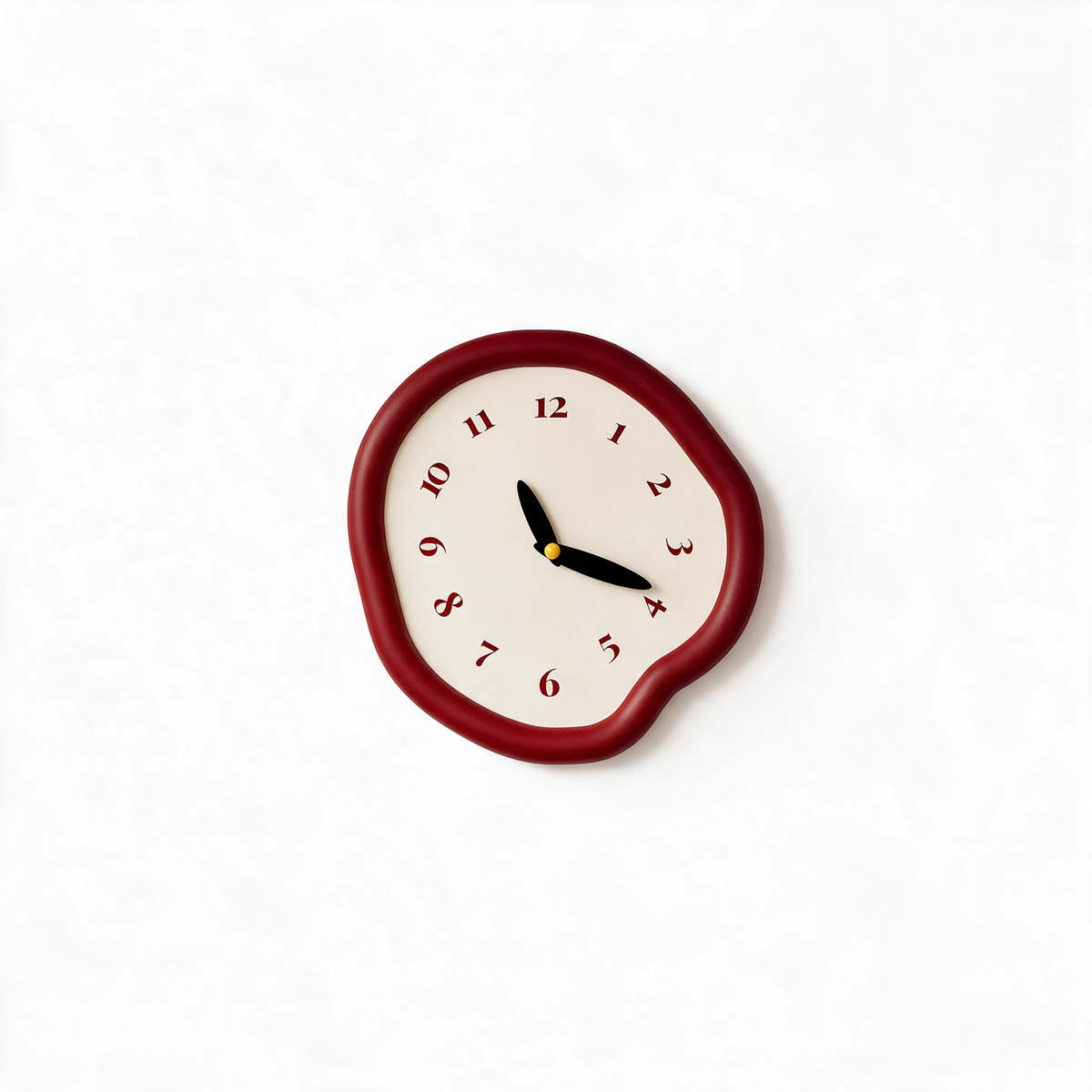 Ondara drip wall clock in red on a white background