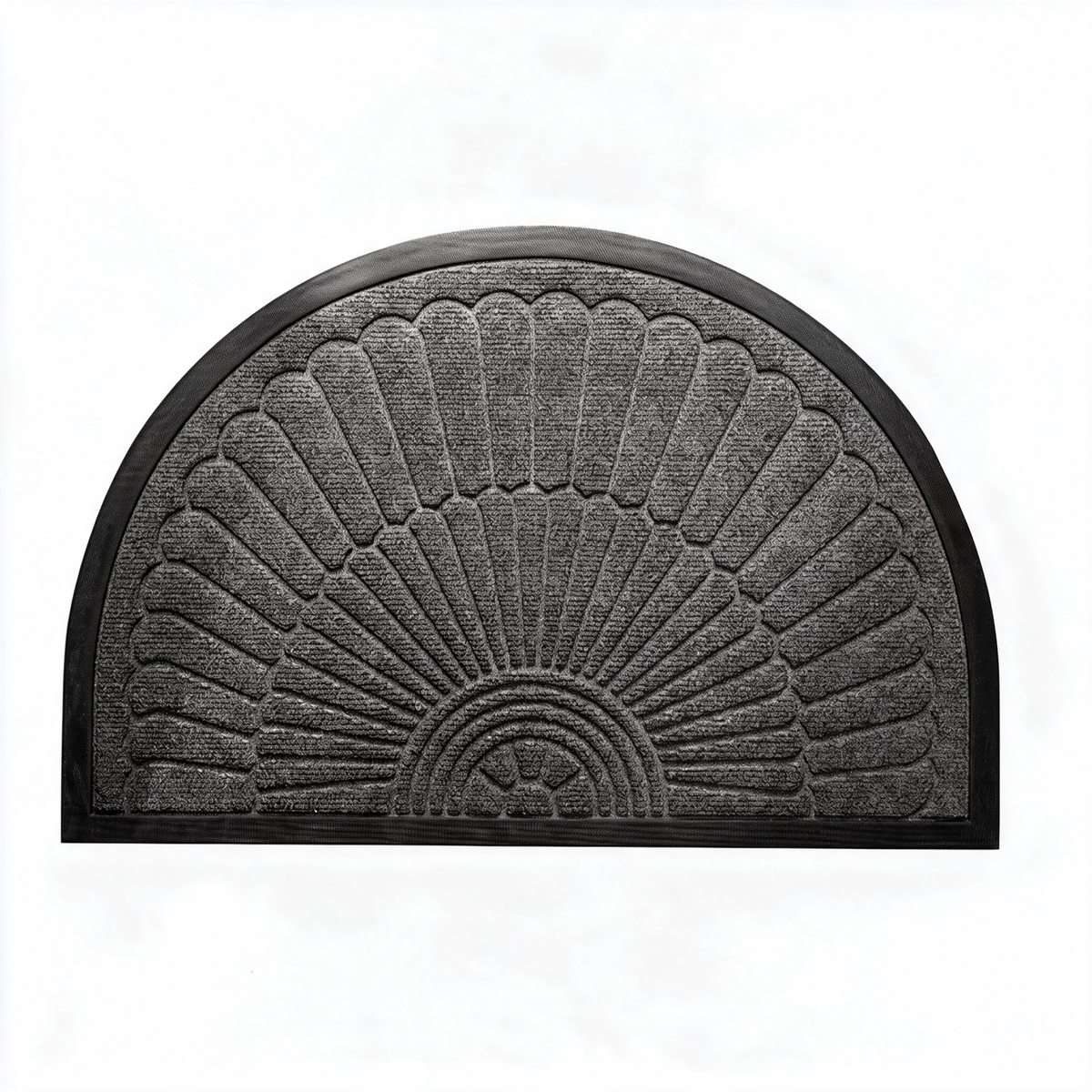 Lucena semicircular mat in dark grey on a white background