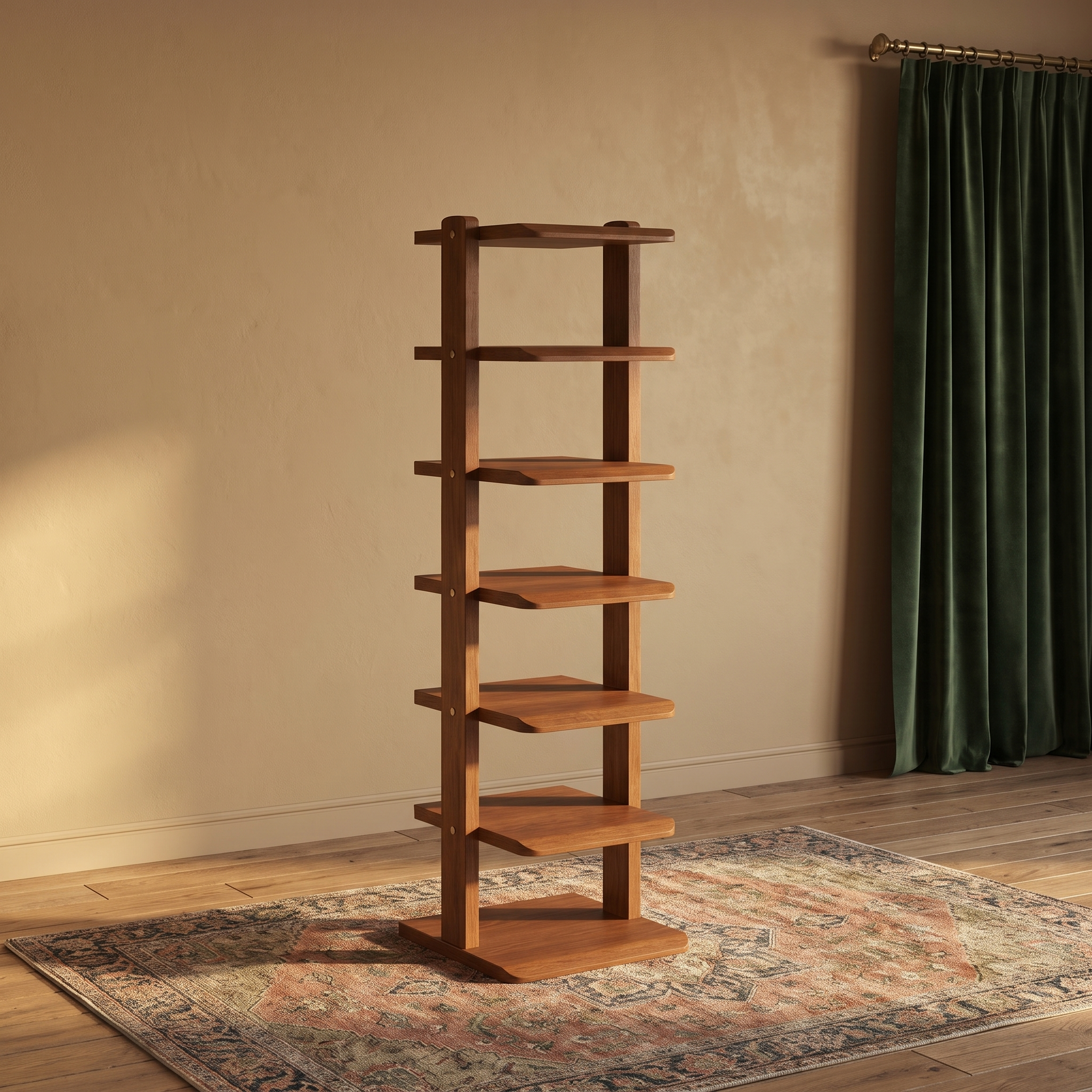 Nadira shoe rack, three quarter view showing tier depth
