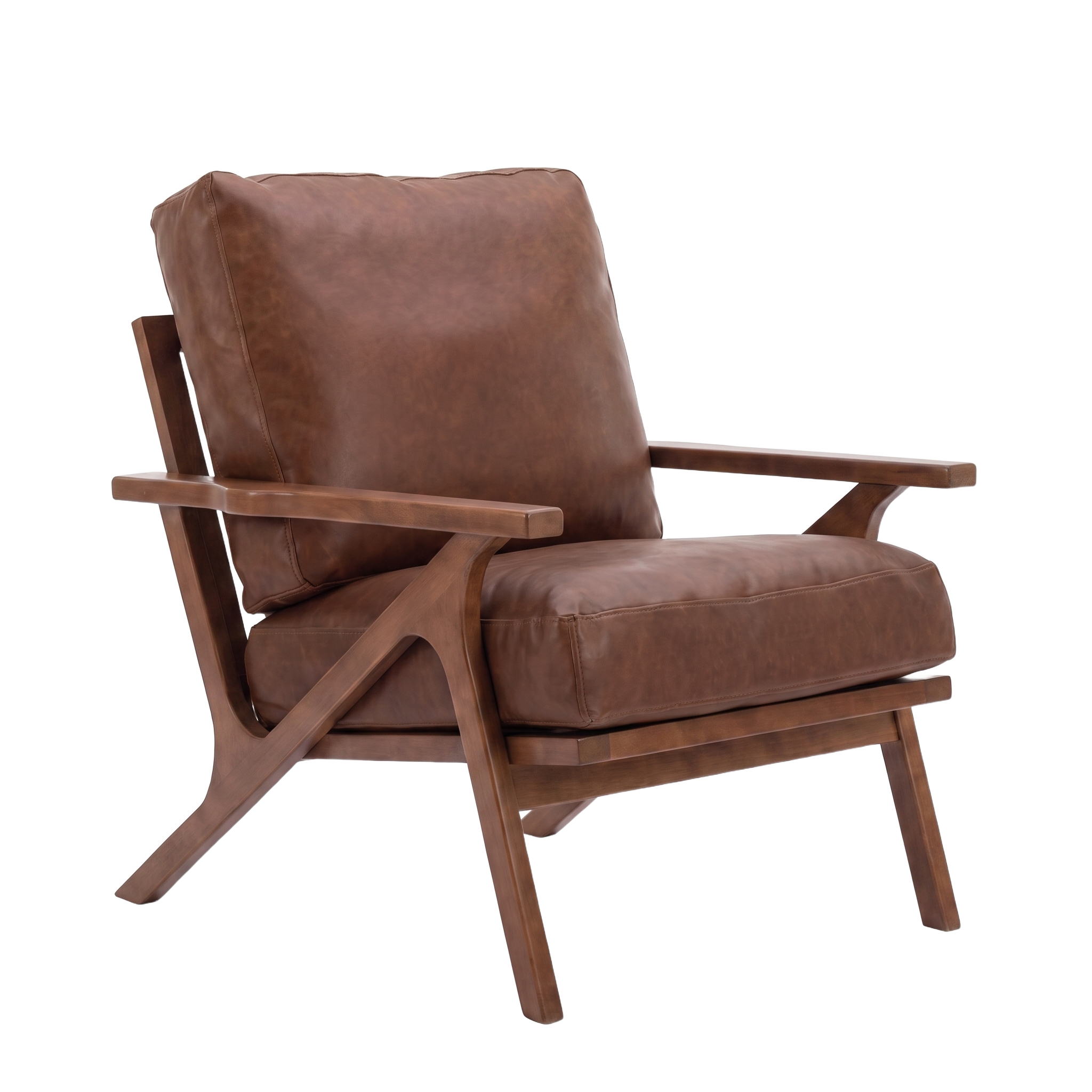 Halvern walnut slatted back lounge armchair, studio cutout