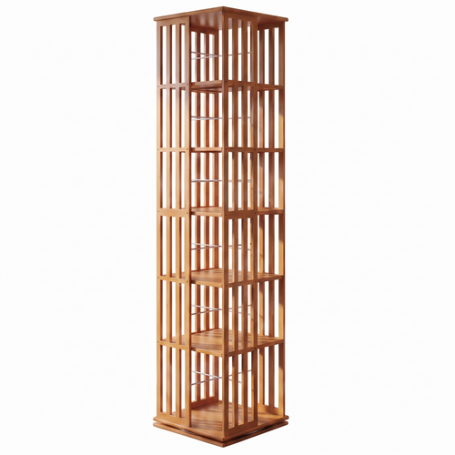 Cordova rotating bamboo storage rack on a white background