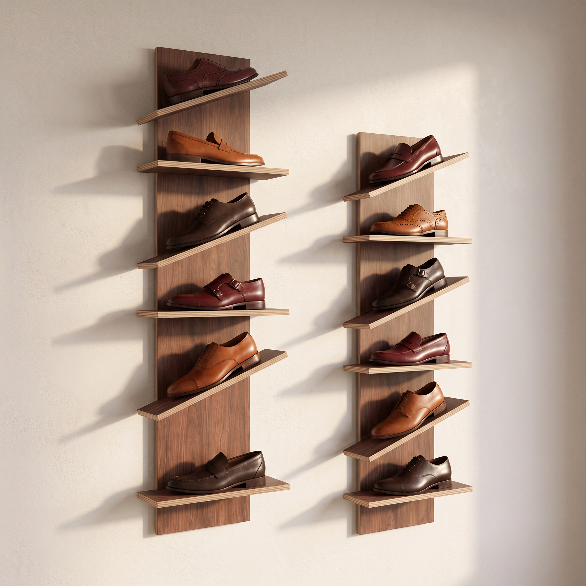 Duero shoe display shelf set angled view