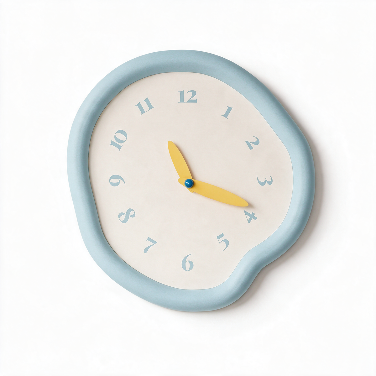 Ondara drip wall clock in baby blue on a white background