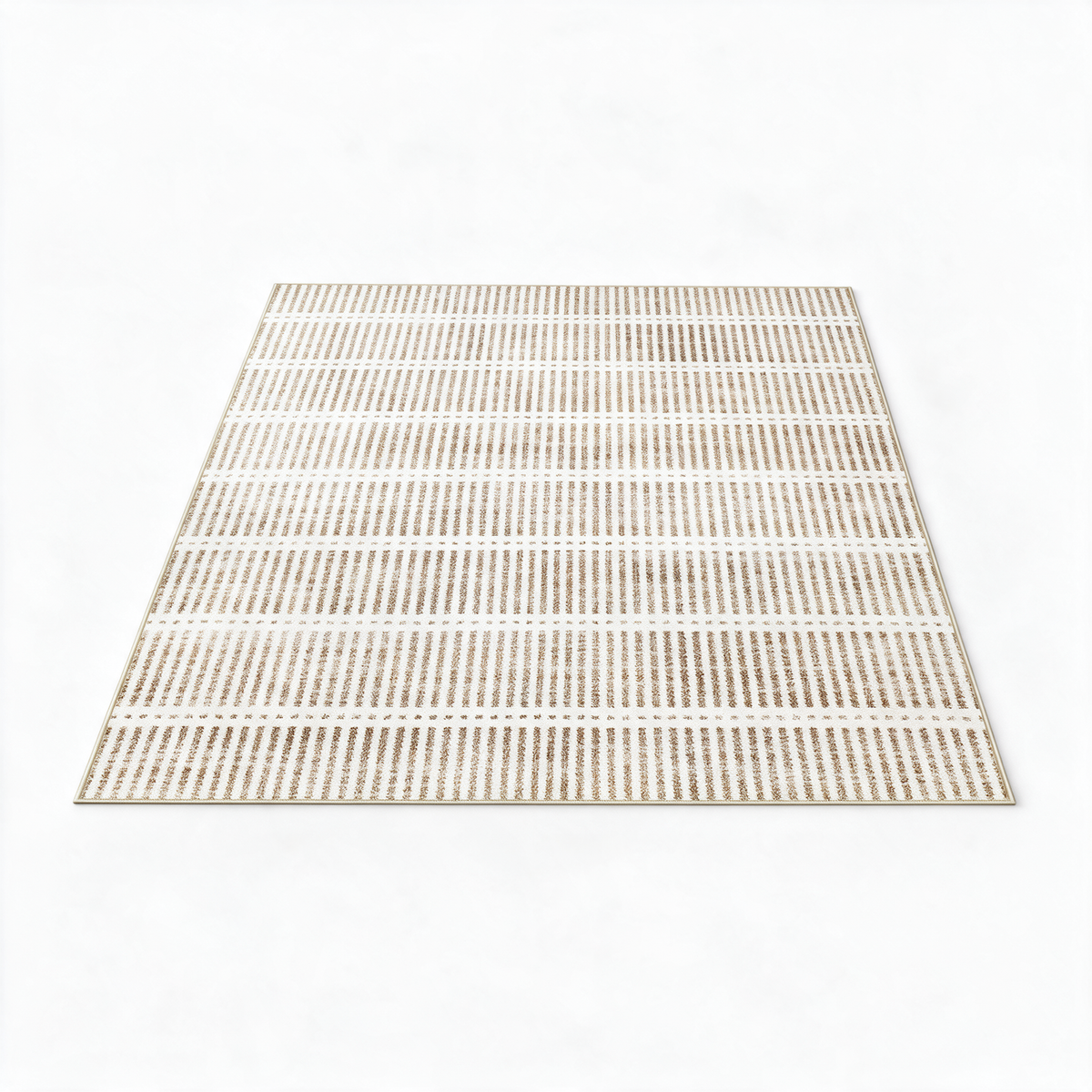 Baeza Striped Ultra Thin Washable Chenille Area Rug for Kitchens and Hallways, Beige, studio shot