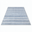 Baeza Striped Ultra Thin Washable Chenille Area Rug for Kitchens and Hallways, Blue, studio shot