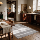 Baeza Striped Ultra Thin Washable Chenille Area Rug for Kitchens and Hallways, Cream, material detail