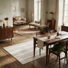 Baeza Striped Ultra Thin Washable Chenille Area Rug for Kitchens and Hallways, Beige, in the room
