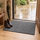 Adarra Non Slip Polypropylene Entry Door Mat for High Traffic Doorways, Grey, in use at the door