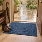 Adarra Non Slip Polypropylene Entry Door Mat for High Traffic Doorways, Blue, in use at the door