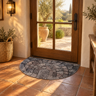 Tarifa Semicircular Mosaic Door Mat for Indoor and Outdoor Entryways, golden hour