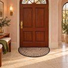Lucena Rubber Backed Semicircular Entryway Mat for Front and Back Doors, Beige Brown, in the entry hall