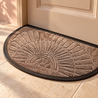 Lucena Rubber Backed Semicircular Entryway Mat for Front and Back Doors, Beige Brown, material detail