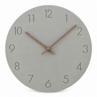 Caravaca Matte Round Silent Wall Clock with Wood Hands for Living Rooms, Grey, studio shot