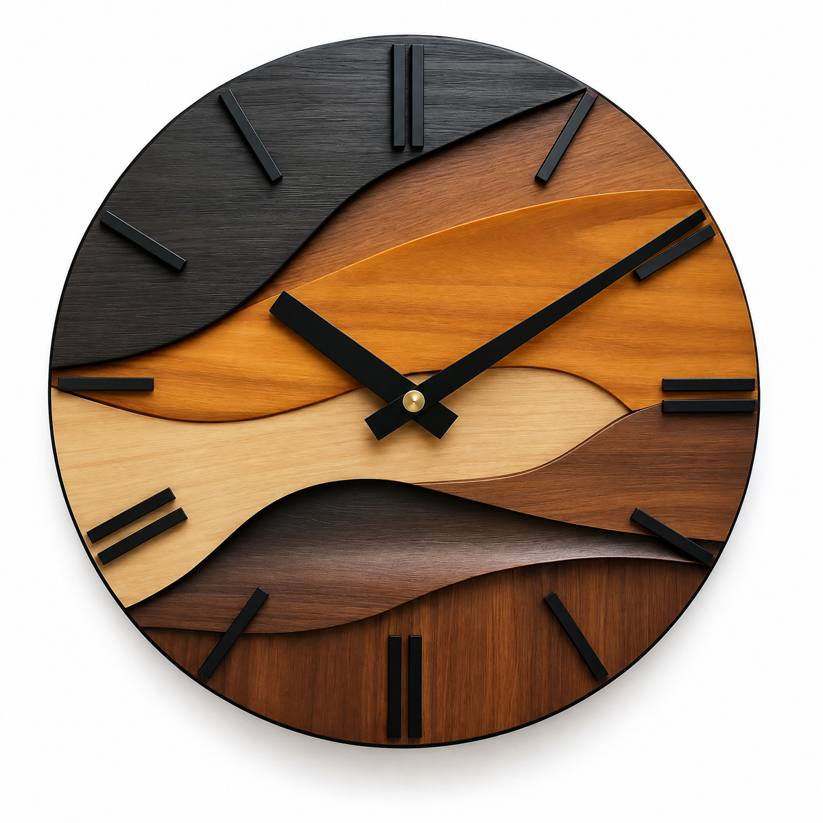Blanes Artistic Wood Grain Round Silent Wall Clock for Living Rooms, Wood Grain, studio shot