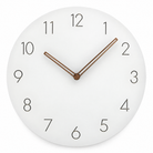 Caravaca Matte Round Silent Wall Clock with Wood Hands for Living Rooms, White, studio shot