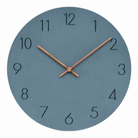 Caravaca Matte Round Silent Wall Clock with Wood Hands for Living Rooms, Slate Blue, studio shot