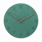 Caravaca Matte Round Silent Wall Clock with Wood Hands for Living Rooms, Sea Green, studio shot