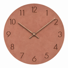 Caravaca Matte Round Silent Wall Clock with Wood Hands for Living Rooms, Terracotta, studio shot