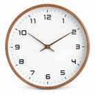 Biescas Round Wood Frame Silent Wall Clock for Kitchens and Living Rooms, Walnut Brown, studio shot