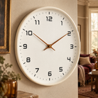 Biescas Round Wood Frame Silent Wall Clock for Kitchens and Living Rooms, Cream, material detail