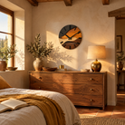 Blanes Artistic Wood Grain Round Silent Wall Clock for Living Rooms, Wood Grain, golden hour